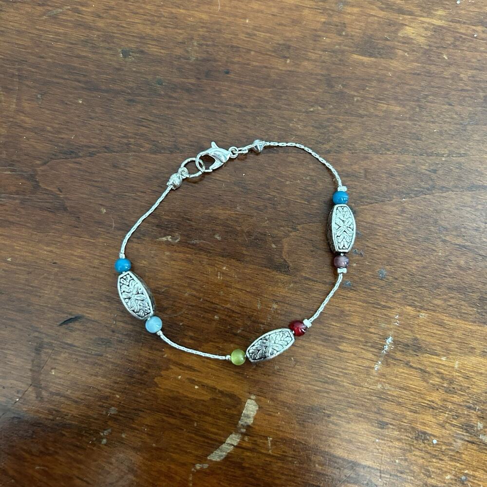 Vintage Silver Tone Engraved Beads Wester Boho Style 7.25” Bracelet